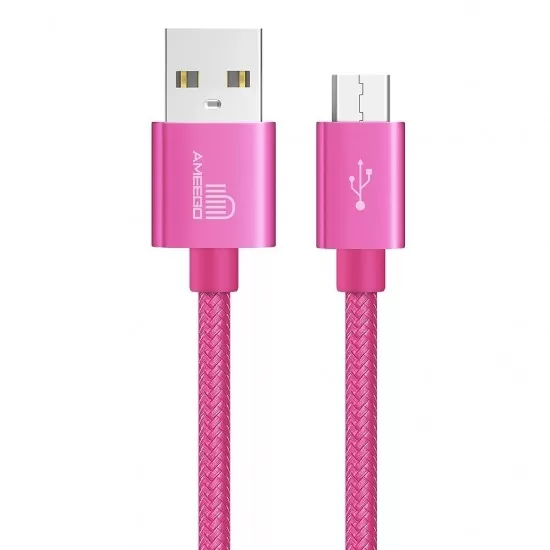 Nylon Braided Fast Charging USB Data Cable for Micro USB Wire Long 1M 2M 3M in 11 Colours   