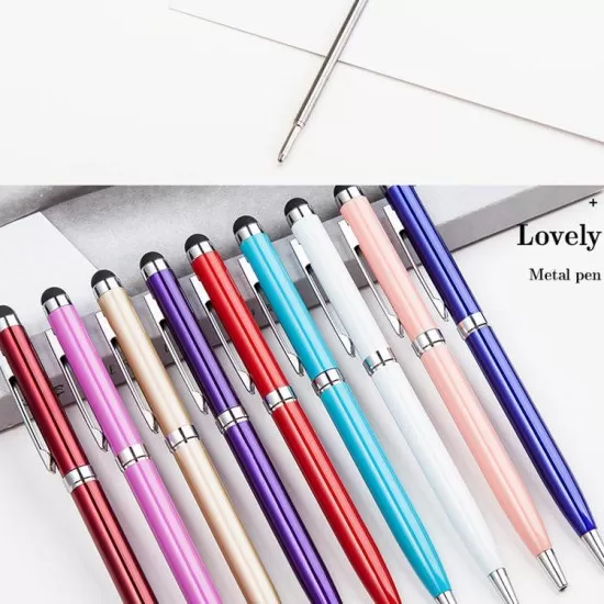 2in1 Metal Ball Point & Touch Screen Stylus Pen for iPad iPhone Android Tablet PC Smartphone 10PCS/SET