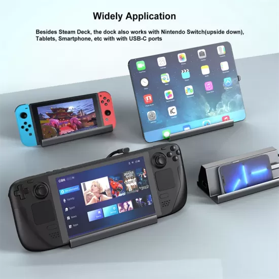 7 in 1 USB C Aluminum Docking Station with 4K HD USB3.0 PD Charge 1000M for Mobile Switch Steam Deck 