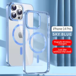 Luxury Metallic Plated Case for iPhone 14 Pro -  for Magsafe Wireless Charging with Magnetic Soft Cover With Lens Protector