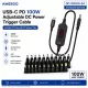 AMEEGO USB-C PD to DC Power Cable 100W – 5.5 x 2.5mm Adjustable DC Power Trigger Cables with 34 Universal DC Adapter Tips 