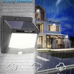 118 LED Solar Outdoor Lights 3 Lighting Modes Solar Motion Sensor Security 