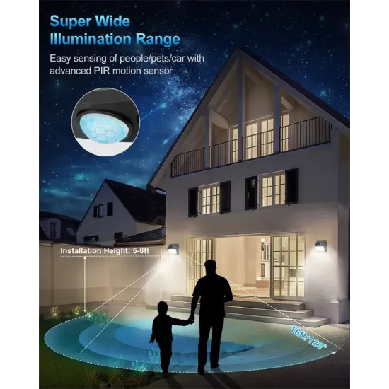 118 LED Solar Outdoor Lights 3 Lighting Modes Solar Motion Sensor Security 