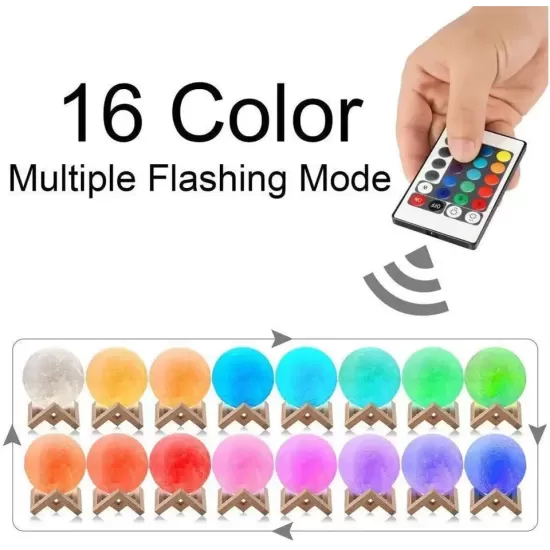 3D Moon Lamp LED Luna Night Light USB Charge Kids Dimmable Rechargeable 13-20CM