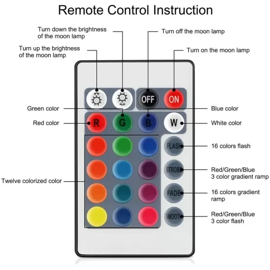 3D Moon Lamp LED Luna Night Light USB Charge Kids Dimmable Rechargeable 13-20CM