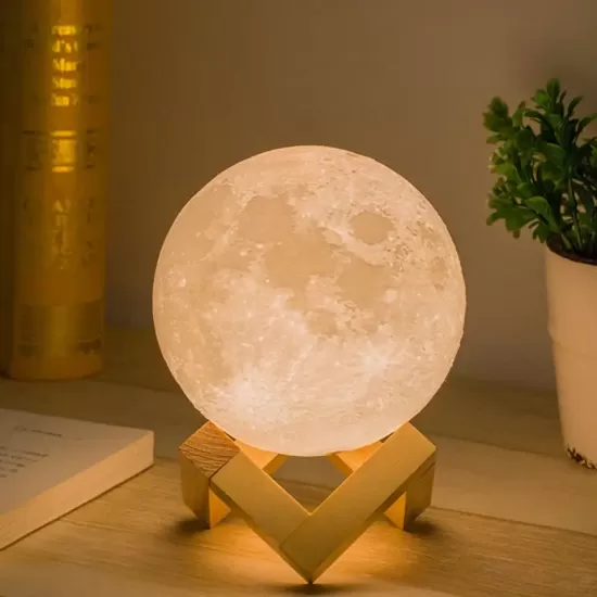 3D Moon Lamp LED Luna Night Light USB Charge Kids Dimmable Rechargeable 13-20CM