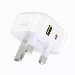 PD/20W & QC3.0 USB C and USB A Plug Adapter Fast Charge