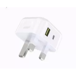 PD/20W & QC3.0 USB C and USB A Plug Adapter Fast Charge