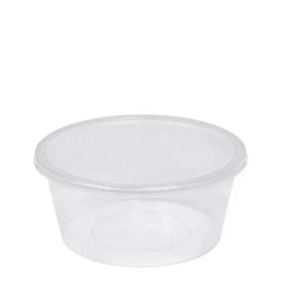 Round Heavy Duty Plastic Food Containers with Lids  8oz - Case of 450