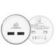 Round Dual USB Mains Charger 3A (Black/White)