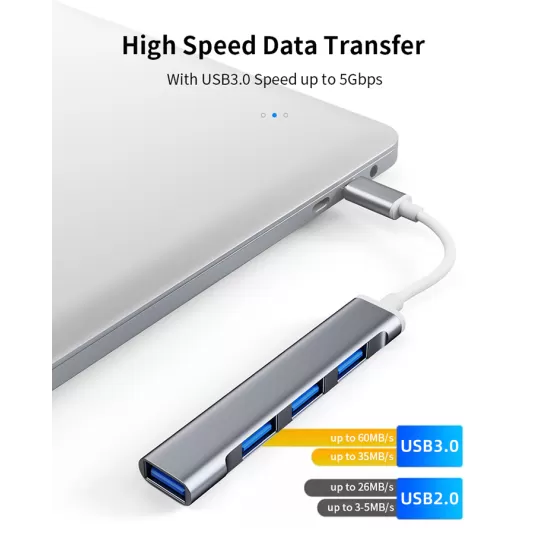 4 Port Type-C or USB-A Hub