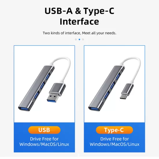 4 Port Type-C or USB-A Hub